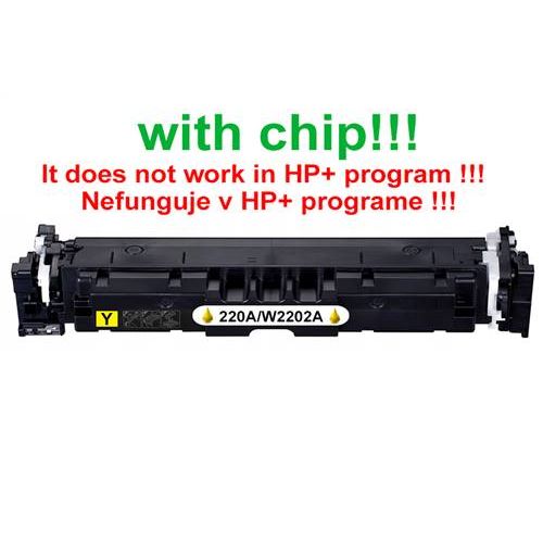 Kompatibilný toner pre HP 220A / W2202A-Plne funkčný čip! Yellow. Nefunkčné v programe HP+!! 1800 strá
