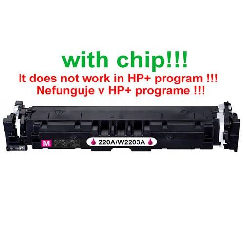 Kompatibilný toner pre HP 220A / W2203A-Plne funkčný čip! Magenta. Nefunkčné v programe HP+! 1800 strá